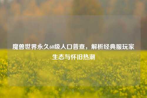 魔兽世界永久60级人口普查，解析经典服玩家生态与怀旧热潮