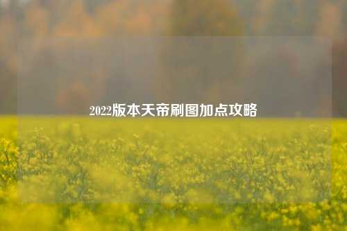 2022版本天帝刷图加点攻略