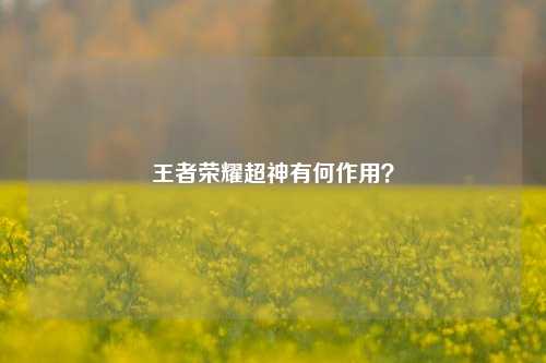 王者荣耀超神有何作用?