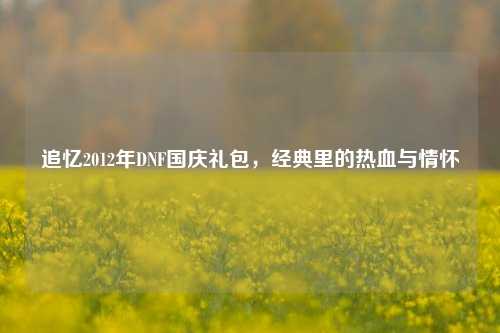 追忆2012年DNF国庆礼包,经典里的热血与情怀