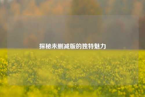探秘未删减版的独特魅力