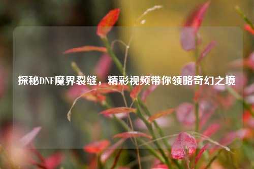 探秘DNF魔界裂缝,精彩视频带你领略奇幻之境
