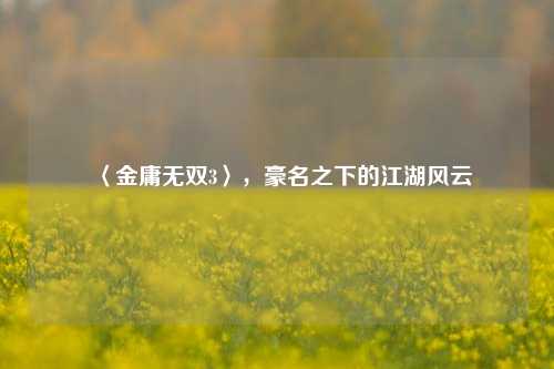 〈金庸无双3〉,豪名之下的江湖风云