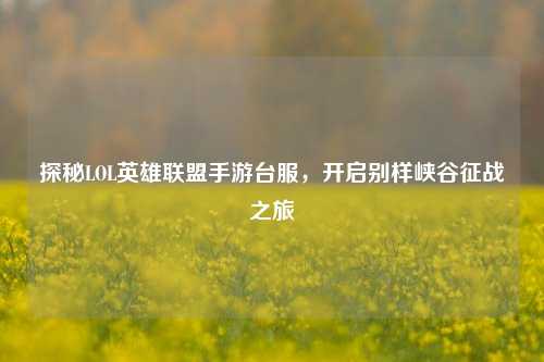 探秘LOL英雄联盟手游台服，开启别样峡谷征战之旅