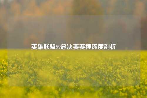 英雄联盟S9总决赛赛程深度剖析